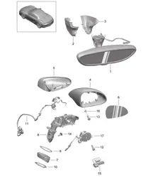 Interior mirror / Exterior mirror 981 Boxser / Boxster S 2012-16