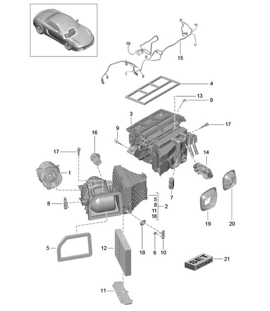 Air conditioner and Individual parts 981 Boxster / Boxster S 2012-16