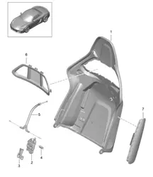 Guscio dello schienale / sedile avvolgente / pieghevole / Accessori 981 Boxster / Boxster S 2012-16