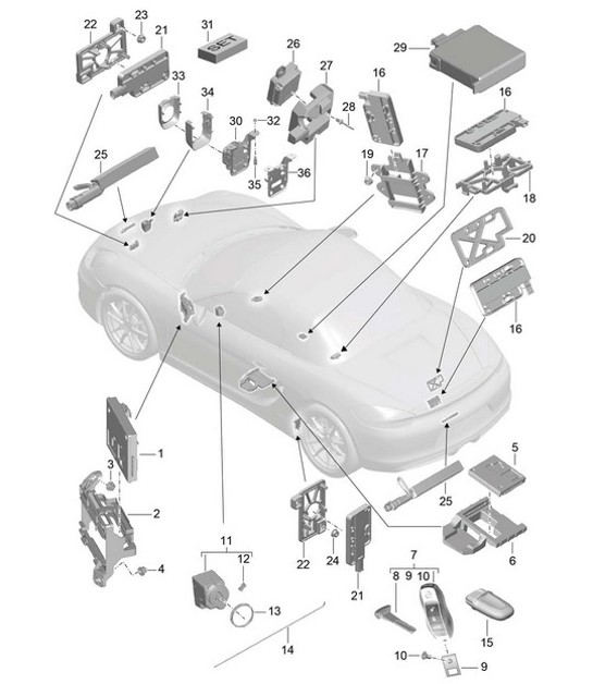 Diagram 901-004 Porsche 997 MK1 Carrera 4 3.6L 2005-08 Electrical equipment