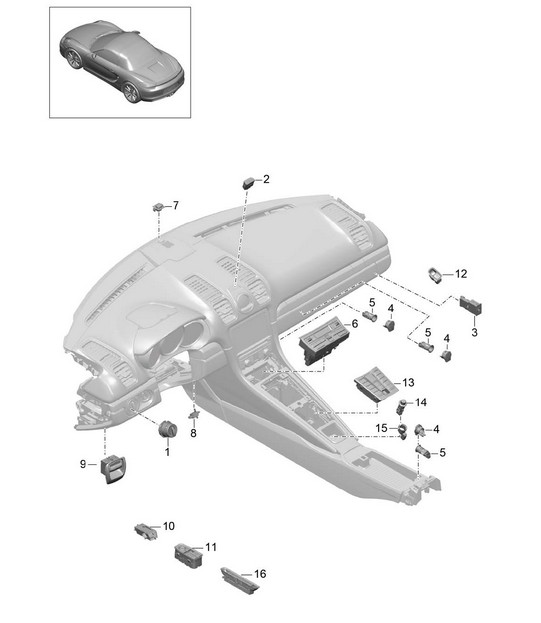 Interruttore/Pannello di controllo/Aria condizionata 981 Boxster/Boxster S 2012-16