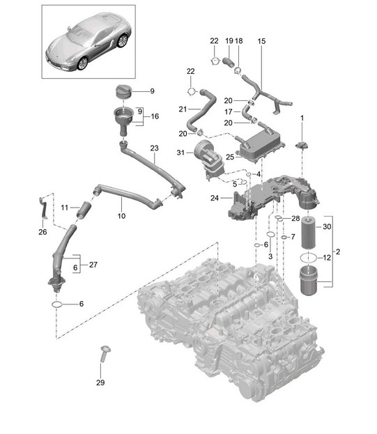 Engine lubrication 981C Cayman / Cayman S 2014-16