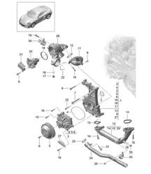 Pompe à liquide de refroidissement / Boîtier de thermostat 981C Cayman / Cayman S 2014-16