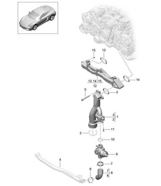 Diagram 105-003 Porsche Cayman 987C/981C (2005-2016) Engine