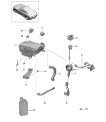 Water cooling / Water reservoir / Oil inlet 981C Cayman / Cayman S 2014-16
