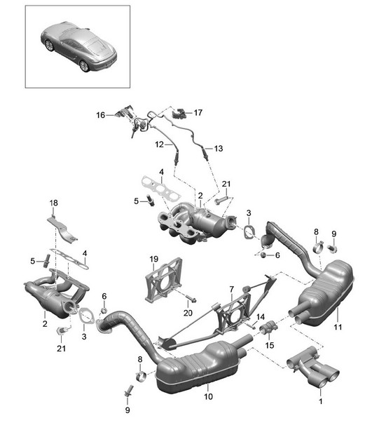 Uitlaatsysteem 981C Cayman / Cayman S 2014-16