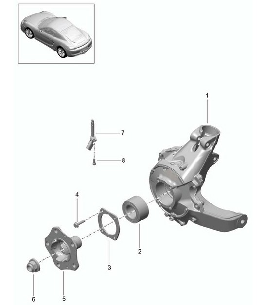 Diagram 501-000 Porsche 997 (911) MK2 2009-2012 Essieu arrière