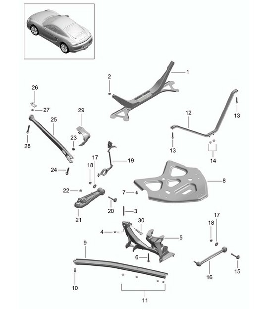 Rear axle / Side part / Carrier / Guide 981C Cayman / Cayman S 2014-16