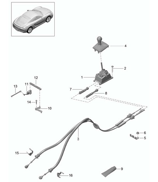 Transmission control / Manual gearbox (PR: 480) 981C Cayman / Cayman S 2014-16
