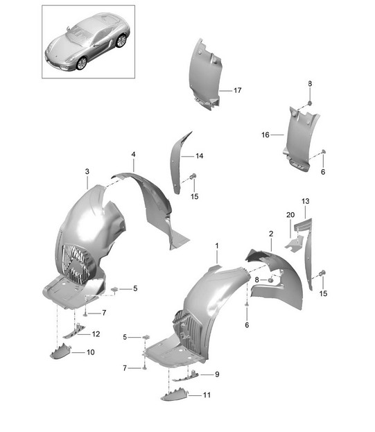 Garnitures / Passage de roue 981C Cayman / Cayman S 2014-16
