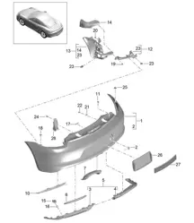 Achterbumper (PR:011, speciaal model GTS) 981C Cayman GTS 2014-16