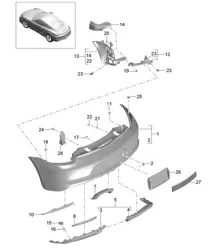 Achterbumper (PR:XAT, Sport Design-pakket) 981C Cayman / Cayman S 2014-16