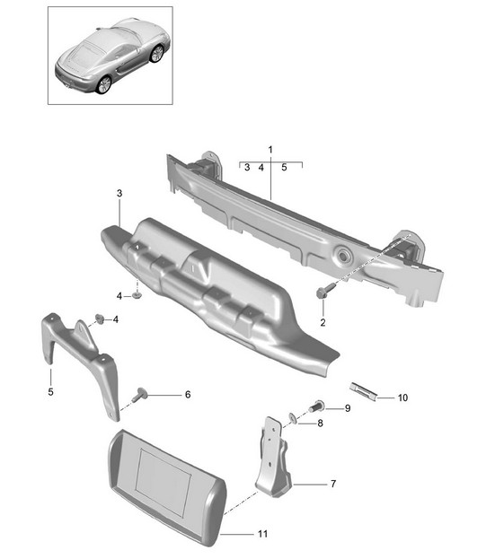 Support de pare-chocs - ARRIÈRE - 981C Cayman / Cayman S 2014-16