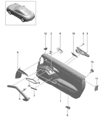 Door panel / Accessories / slush technology / Leather package (PR:980,811,788,-981)  98C Cayman / Cayman S 2014-16