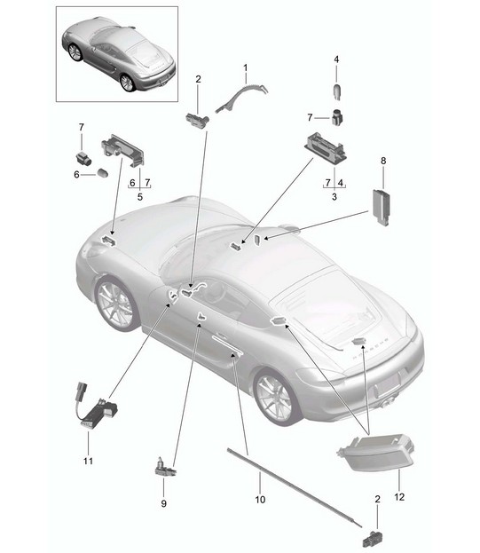 Innenbeleuchtung / Türwarnleuchte / Fußraumleuchte / Gepäckraumleuchte / Handschuhfachleuchte / Leuchte Außenspiegel 981C Cayman / Cayman S 2014-16