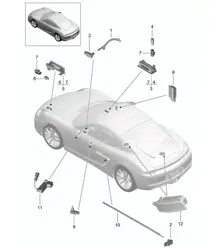 Luces interiores / Luz de advertencia de puerta / Luz del espacio para los pies / Luz del maletero / Luz de la guantera / Luz Retrovisor exterior 981C Cayman / Cayman S 2014-16