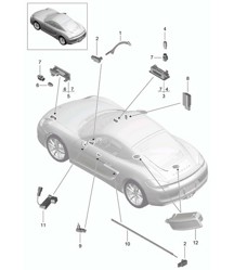 Interior lights / Door warning light / Footwell light / Luggage compartment lamp / Glove box light / Light Exterior mirror 981C Cayman / Cayman S 2014-16
