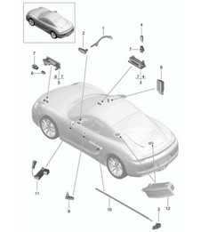 Luces interiores / Luz de advertencia de puerta / Luz del espacio para los pies / Luz del maletero / Luz de la guantera / Luz Retrovisor exterior 981C Cayman / Cayman S 2014-16