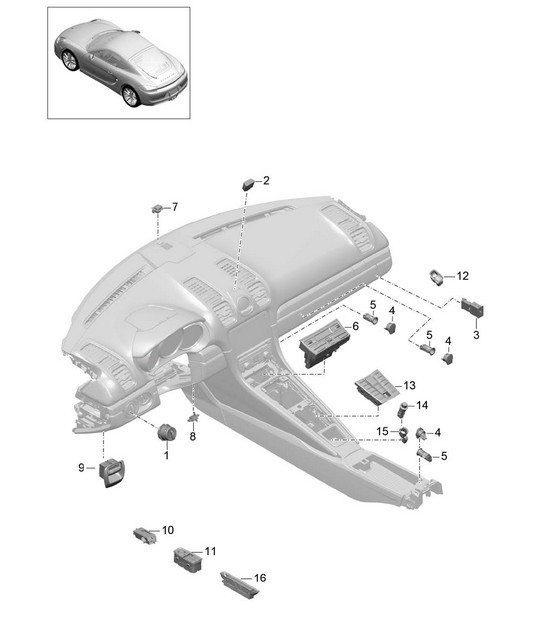 Interruttore / Pannello di controllo / Aria condizionata 981C Cayman / Cayman S 2014-16