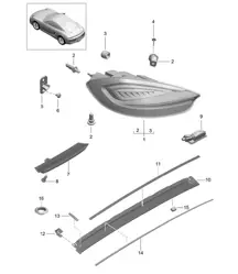 Rear light / Licence plate light / Additional brake light / Rear fog light  981C Cayman / Cayman S 2014-16