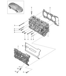 Cylinder head with: Valves, Cylinder head gasket and Valve cover 981.SP Boxster Spyder 2016