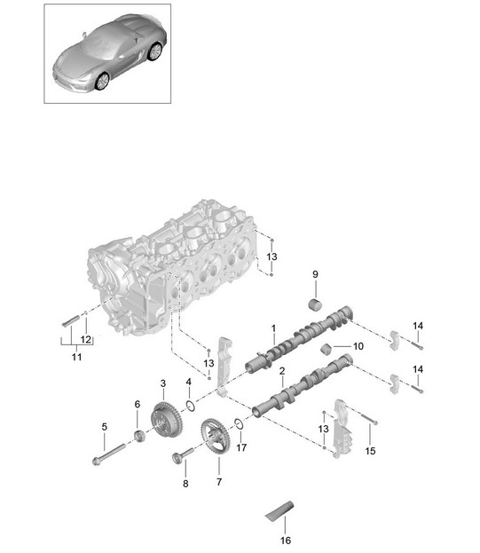 Nokkenas / Hydraulische stoter / Nokkenasversteller 981.SP Boxster Spyder 2016