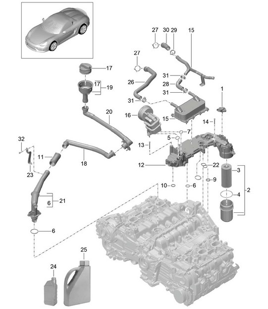 Lubrification moteur 981.SP Boxster Spyder 2016