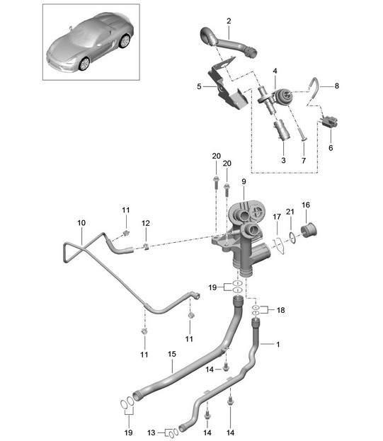 Anschluss / Wasserleitung / Steuerung / Wasserkühlung 981.SP Boxster Spyder 2016