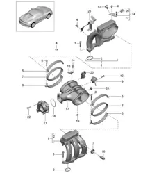 Ansaugluftverteiler / Drosselklappenadapter 981.SP Boxster Spyder 2016