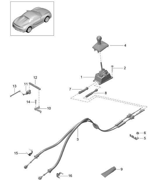 Transmission control / Manual gearbox - PR:480, 6-speed - 981.SP Boxster Syder 2016