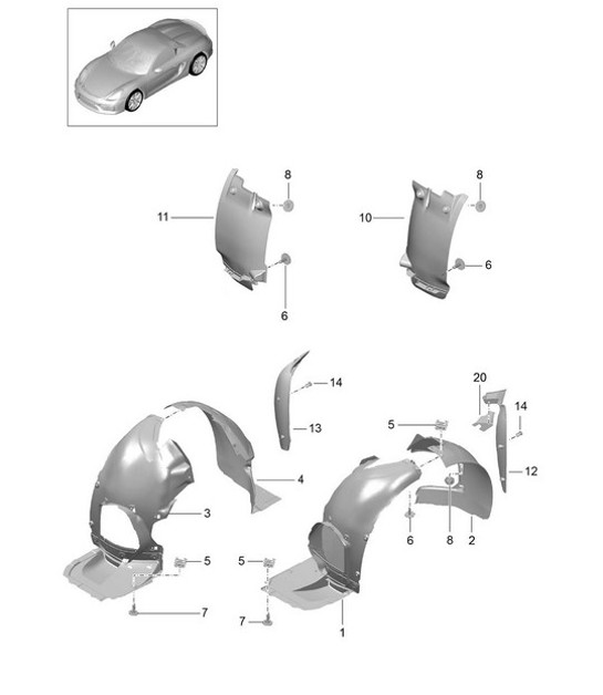 Diagram 801-075 Porsche Cayman 2.7L 987C 2006-08 Body
