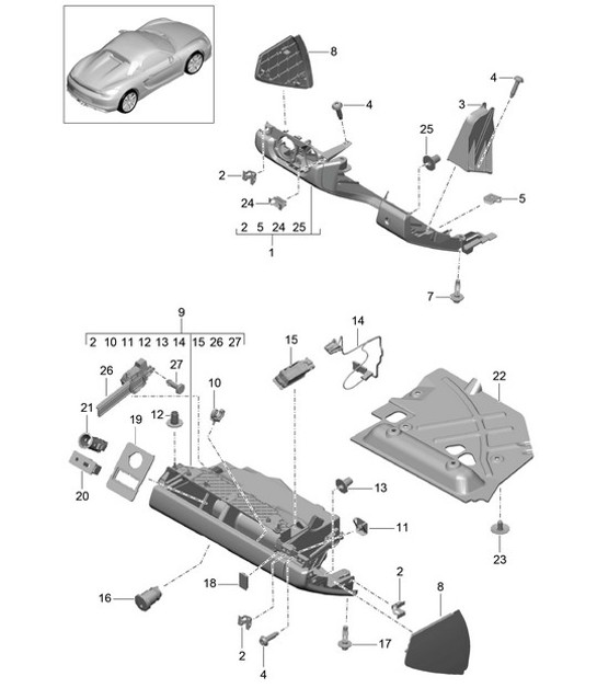 Diagram 809-010 Porsche 997 MK1 Carrera 4 3.6L 2005-08 Body