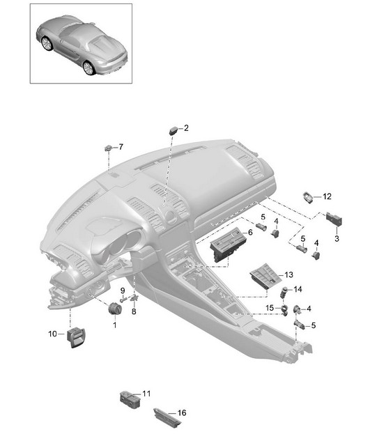 Interruttore / Pannello di controllo / Aria condizionata 981.SP Boxster Spyder 2016