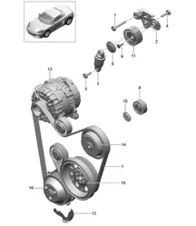 Belt tensioner / V-belt 718 (982) Boxster 2017>>