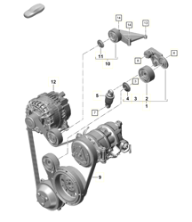 Tendeur de courroie / courroie trapézoïdale 718 (982) Boxster GTS 4.0L 2017>>
