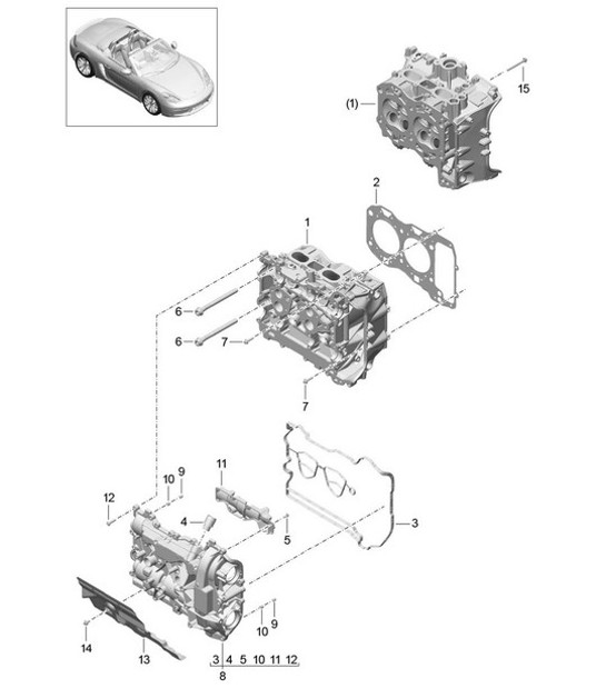Diagram 103-000 Porsche 955 Cayenne 3.2L V6 2003-06 Engine