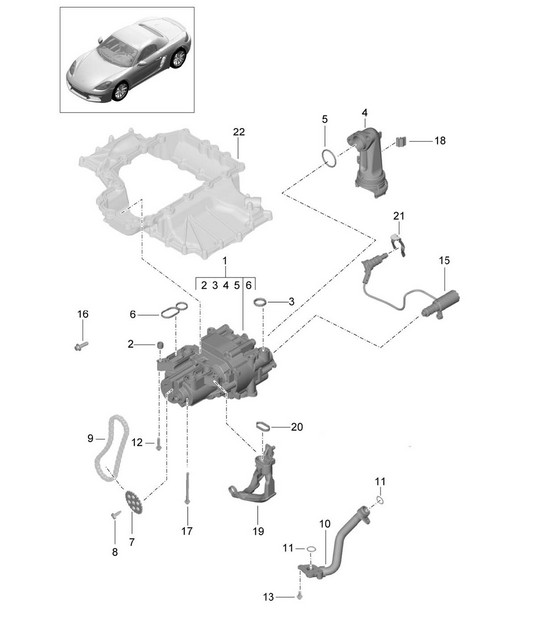 Engine lubrication / Oil pump 718 (982) Boxster 2017>>