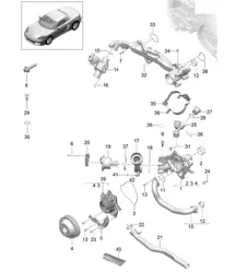 Système de refroidissement / Pompe à liquide de refroidissement / Boîtier de thermostat / Support de montage 718 (982) Boxster 2017>>