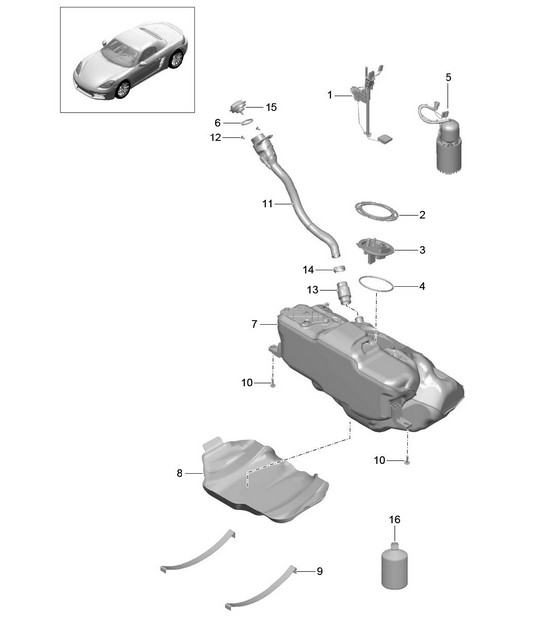 Fuel tank / Fuel pump 718 (982) Boxster 2017>>