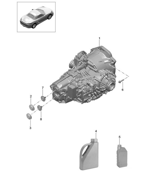 - PDK - Caja de cambios / Transmisión de repuesto (Modelo: CG210, CG240, CG270) 718 (982) Boxster 2017>>