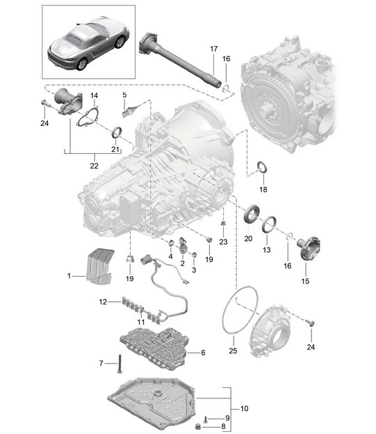 - PDK - Boîte de vitesses / Pièces détachées (Modèle : CG210, CG240, CG270) 718 (982) Boxster 2017>>C9:D10