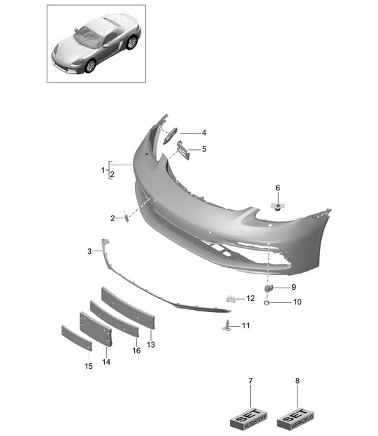Frontstoßstange Sport Design Paket und GTS (PR:XAN,XAT,011) 718 (982) Boxster 2017>>