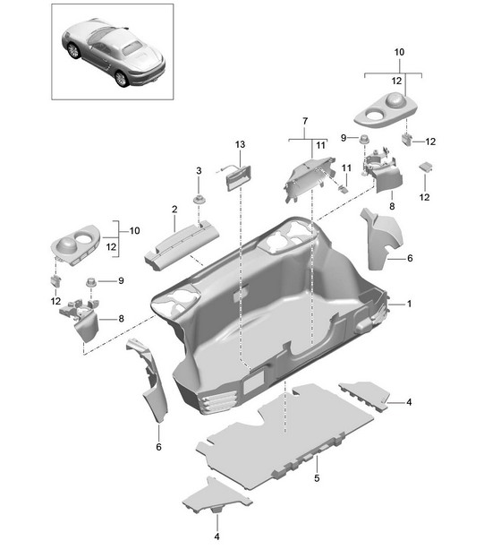 Gepäckraum - HINTEN - 718 (982) Boxster 2017>>