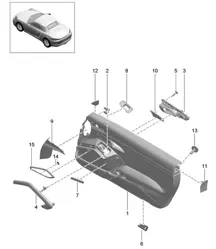 Türverkleidung / Zubehör / Zierteile / Aluminium, gebürstet (PR:981,XWD) 718 (982) Boxster 2017>>