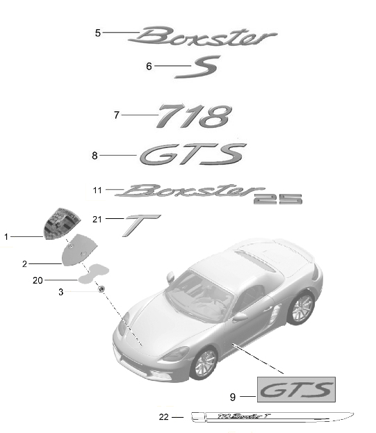 Rotulación/rotulación / Elementos decorativos 718 (982) Boxster 2017>>