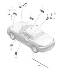 Luces interiores / Testigo de puerta / Luz del espacio reposapiés / Luz del maletero / Luz de la guantera / Luz / Retrovisor exterior 718 (982) Boxster 2017>>