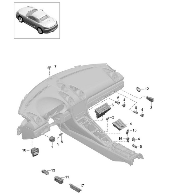 Schakelaar / Bedieningspaneel / Airco 718 (982) Boxster 2017>>