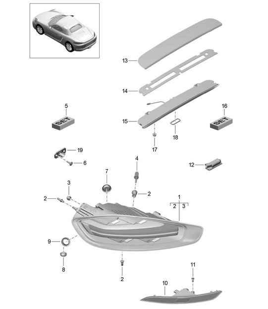 Luce posteriore / Luce targa / Luce stop supplementare / Luce retronebbia 718 (982) Boxster 2017>>