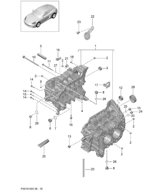 曲轴箱外壳 718C (982C) Cayman 2017>>