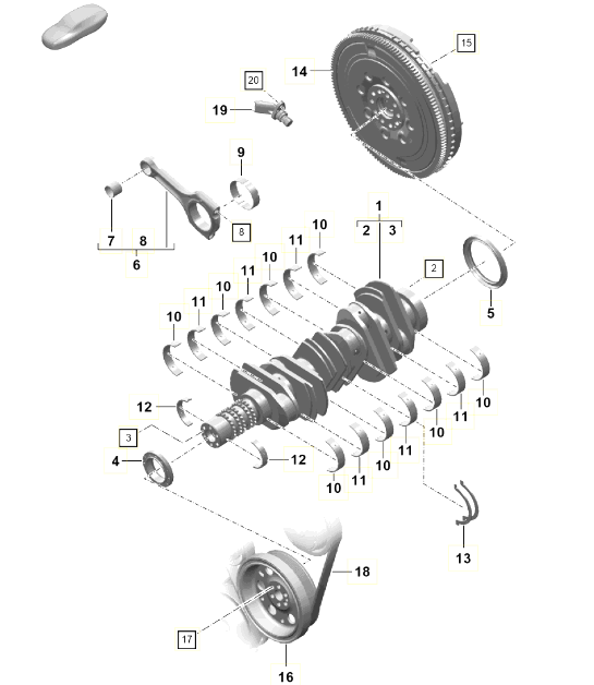 Diagram 102-001 Porsche 997 MKII GT2 RS 2011>> Moteur